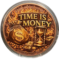 5 oz Copper Round Time is Money With Acrylic Case